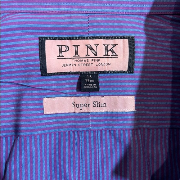 THOMAS Pink slim fit men’s button down long sleeve shirt size 15 - Picture 3 of 5